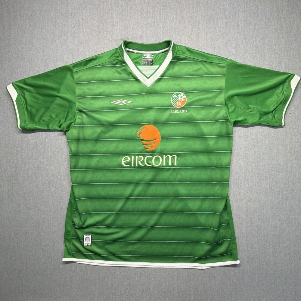 Vintage Umbro Ireland Jersey Mens XXL Green Home Soccer Eircom